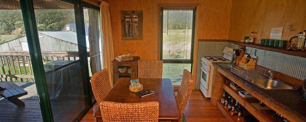 One of the Woolshed Cabin kitchens.